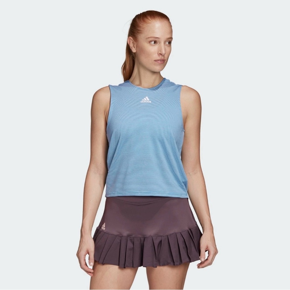 Adidas Women's Camo PrimaBlue Muscle Tank Tee Top tennis gym workout L